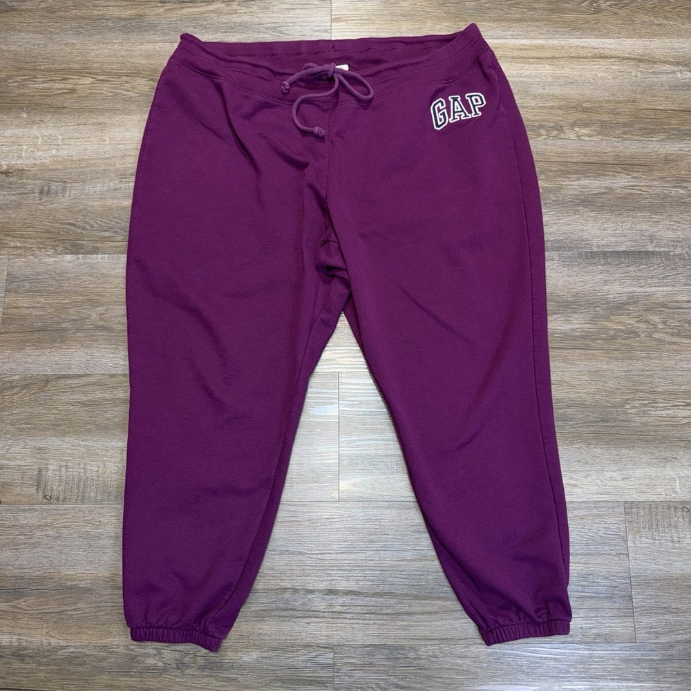 Gap Plum Purple Fleece Logo Joggers Womens 2X-Large Elastic Drawstring Waistband